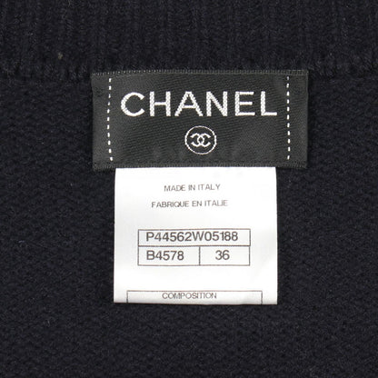 Chanel CC Logo Leather Trim Knit Wool Jacket — view 3