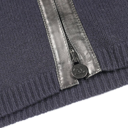 Chanel CC Logo Leather Trim Knit Wool Jacket — view 8