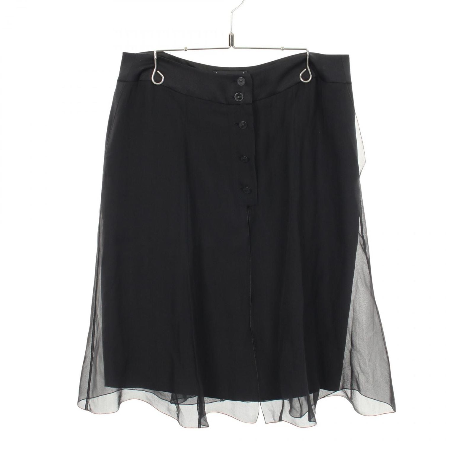 Chanel Skirt CC Logo Button Silk