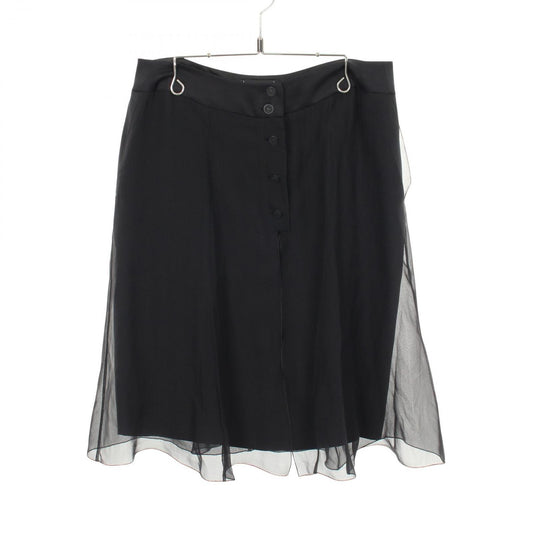 Chanel Skirt CC Logo Button Silk