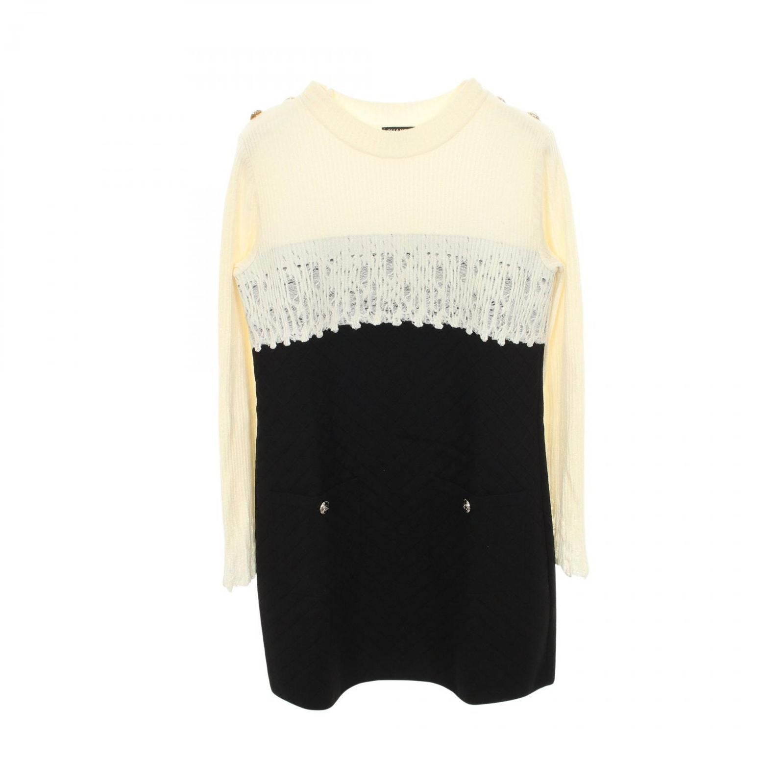 Chanel Dress CC Logo Button Switch Wool
