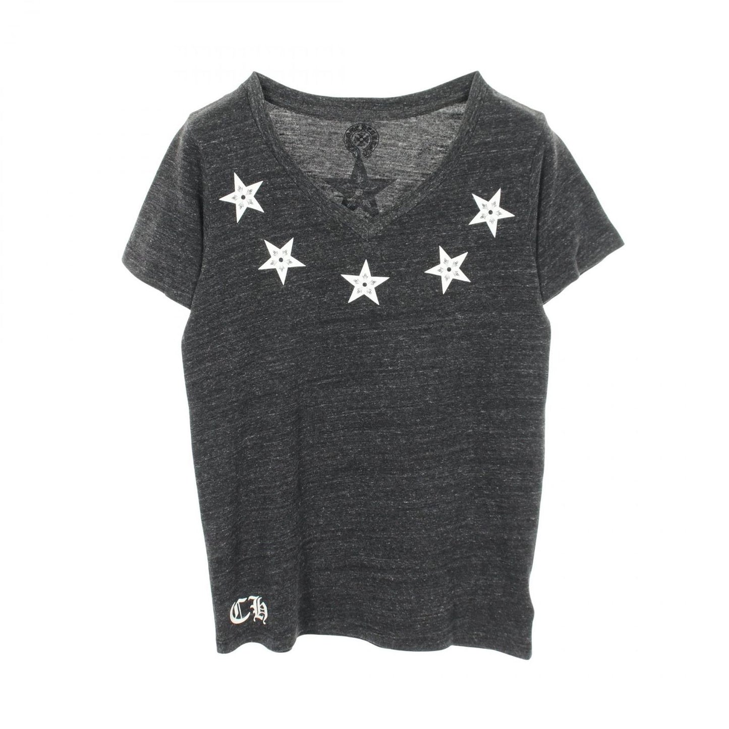 Chrome Hearts Short Sleeve T-Shirt Star Print Neck Black Cotton