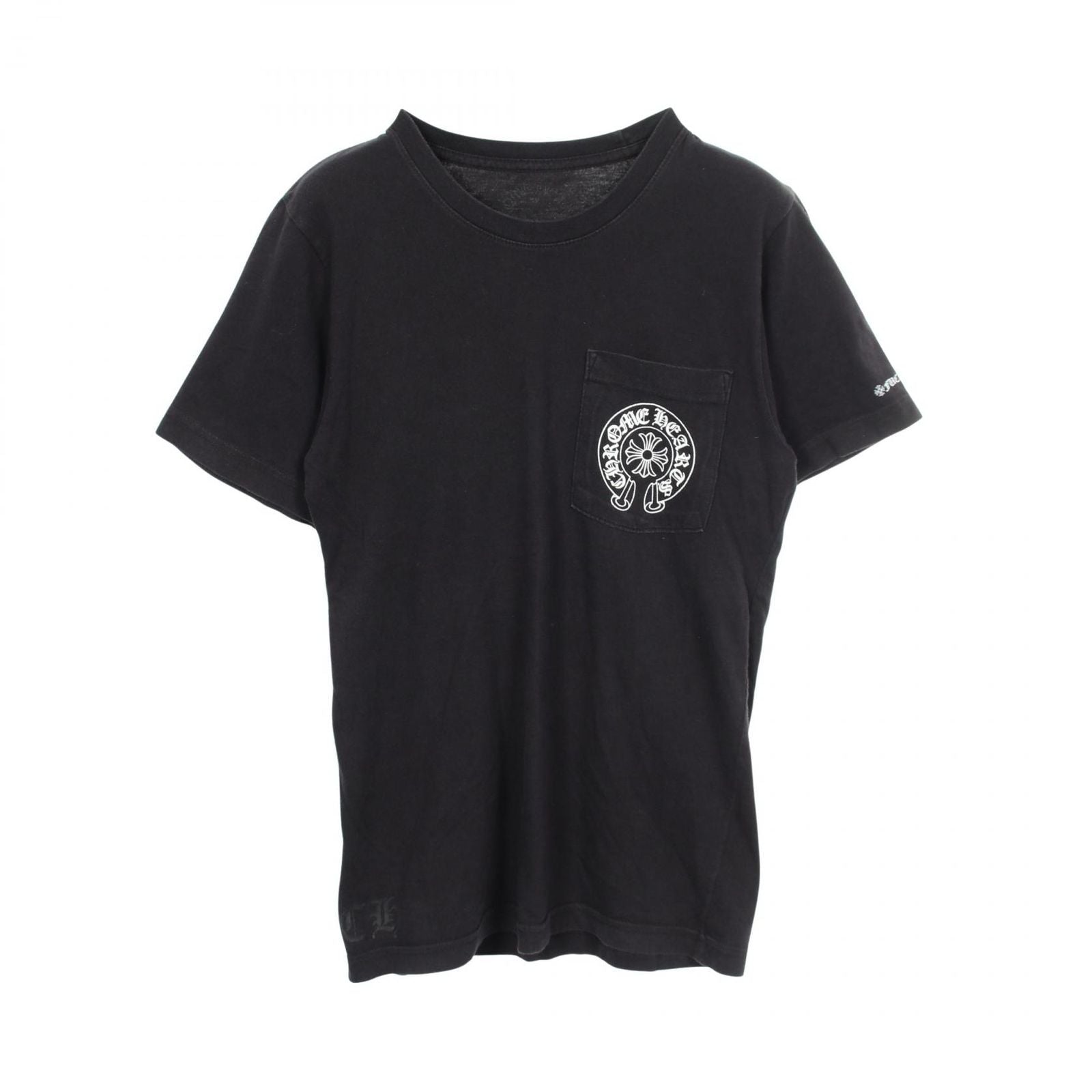 Chrome Hearts Short Sleeve T-Shirt Horse Shoe Scroll Label Black Cotton