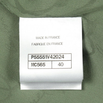 Chanel CC Logo Button Tweed Green Wool Fabric Jacket — view 6