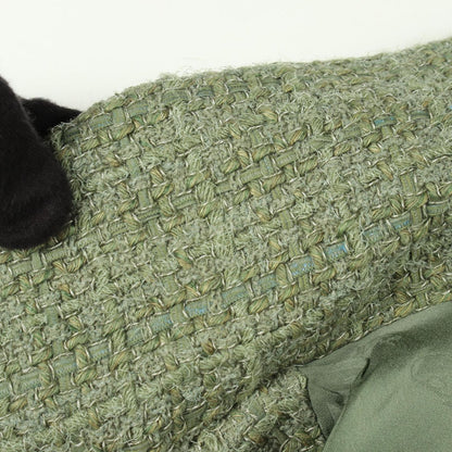 Chanel CC Logo Button Tweed Green Wool Fabric Jacket — view 8