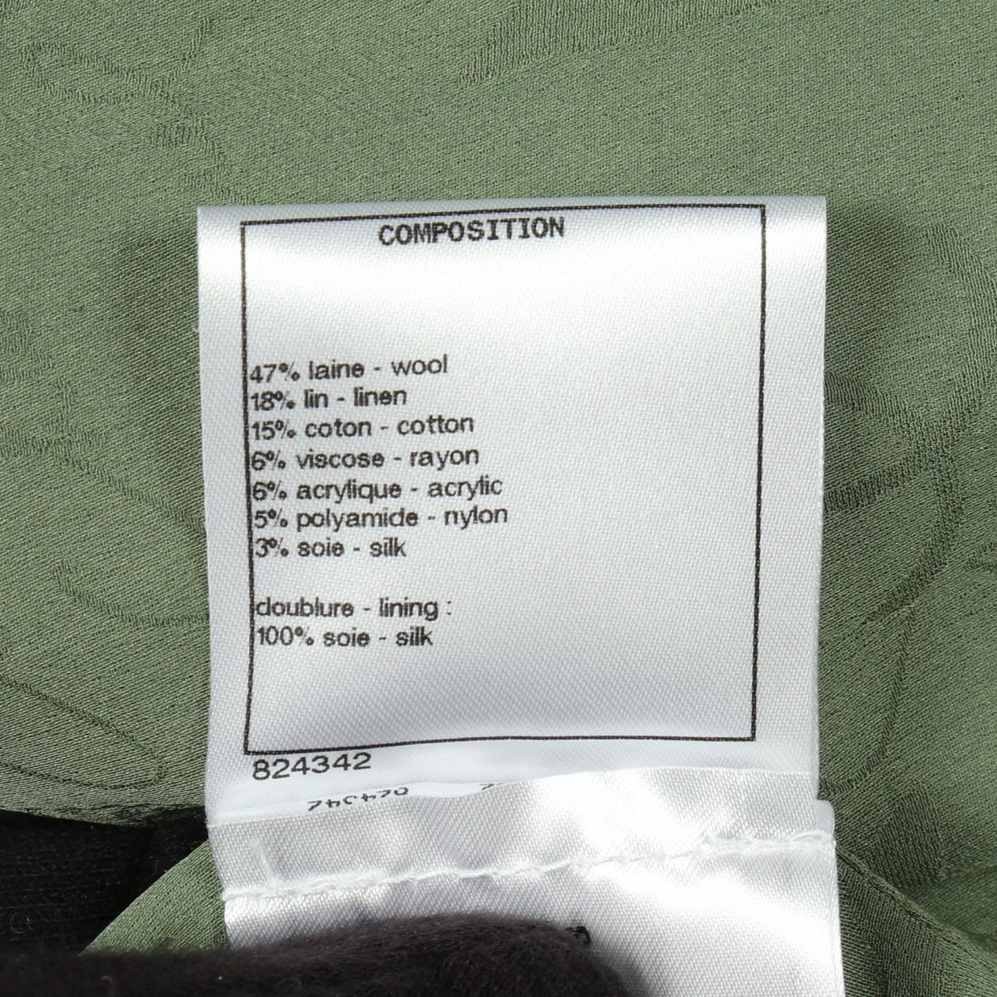 Chanel CC Logo Button Tweed Green Wool Fabric Jacket — view 5
