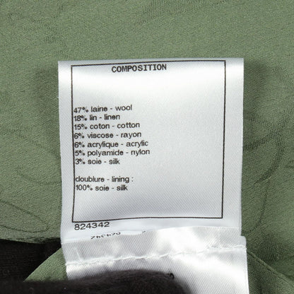 Chanel CC Logo Button Tweed Green Wool Fabric Jacket — view 5