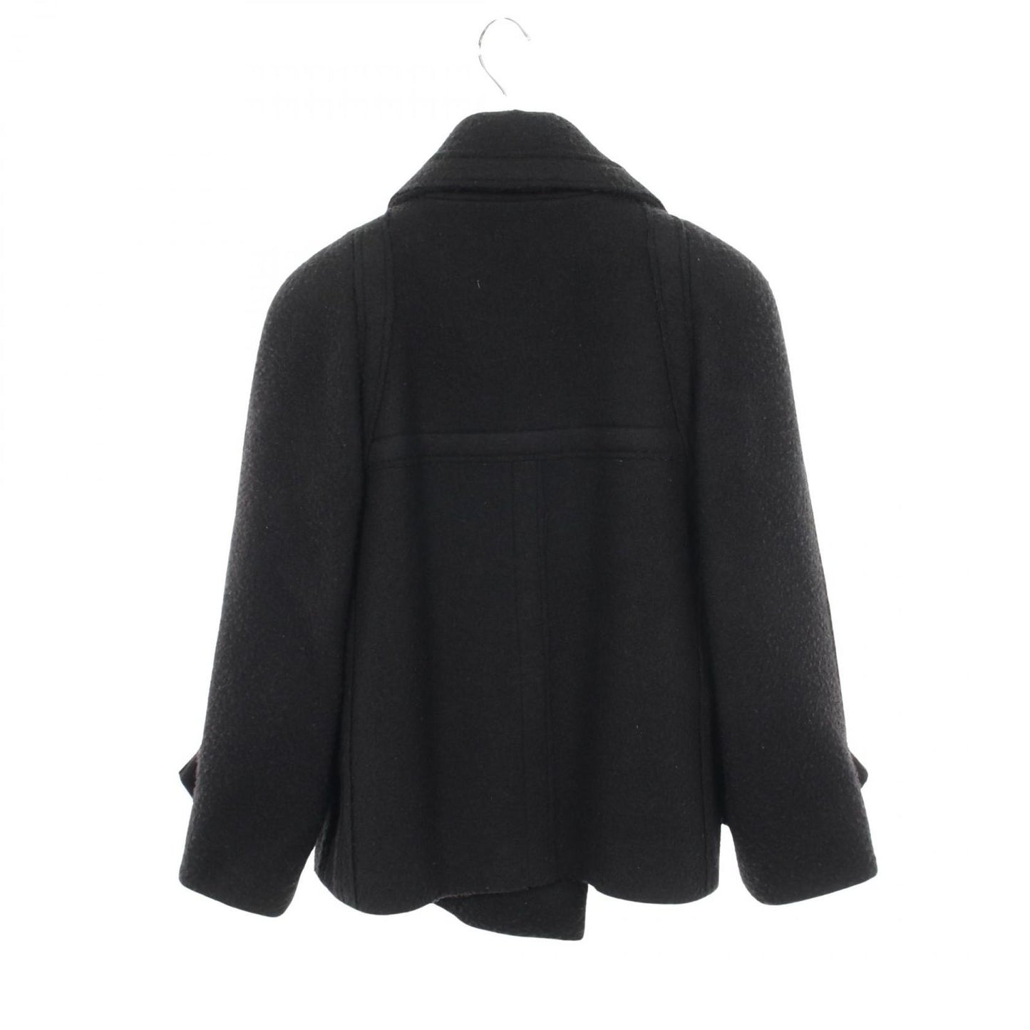 Chanel Coat CC Logo Button Black Wool Cashmere Peacoat — view 2