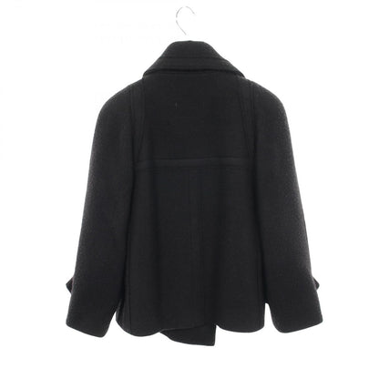Chanel Coat CC Logo Button Black Wool Cashmere Peacoat — view 2