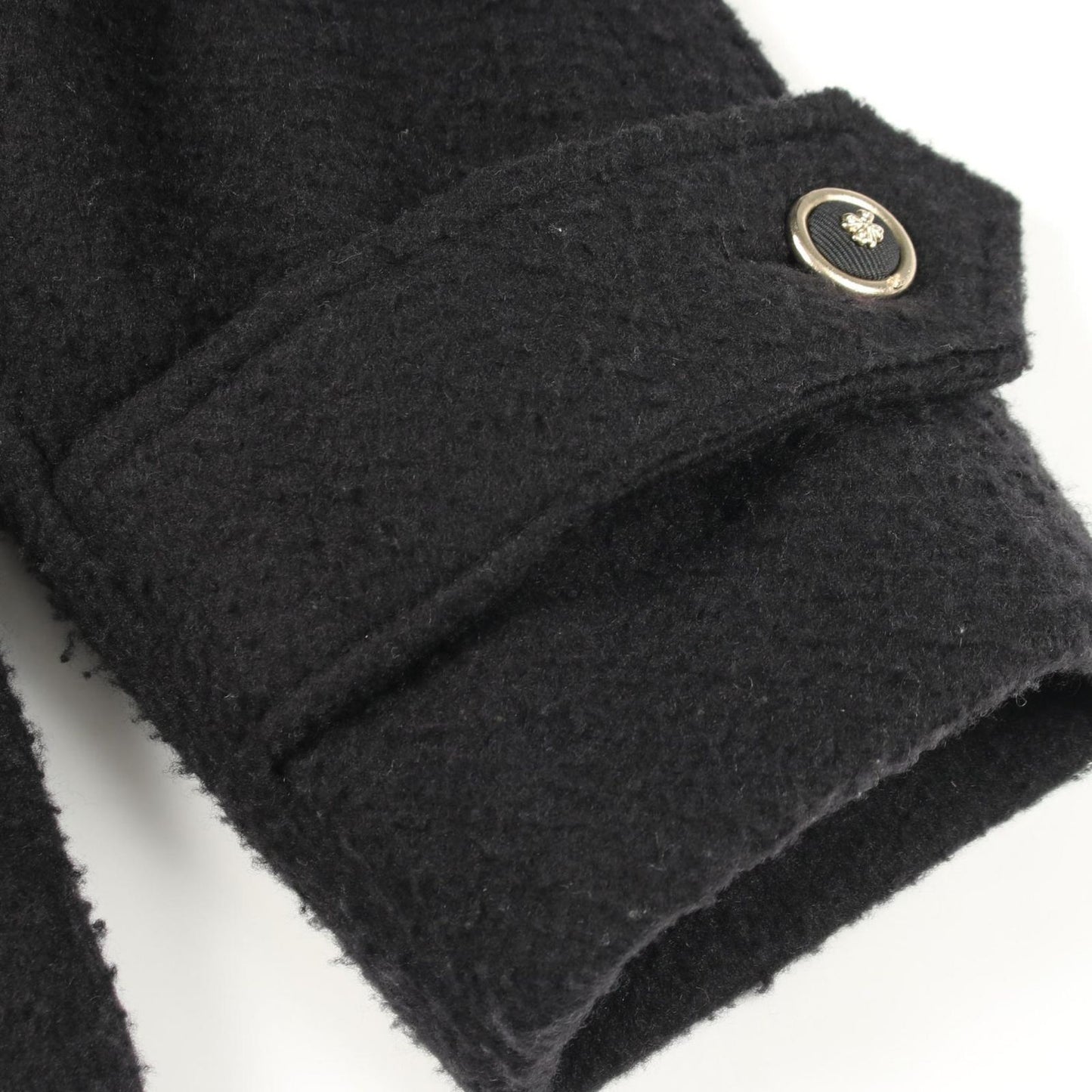 Chanel Coat CC Logo Button Black Wool Cashmere Peacoat — view 7