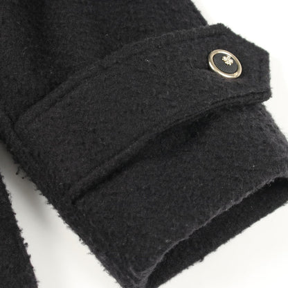 Chanel Coat CC Logo Button Black Wool Cashmere Peacoat — view 7