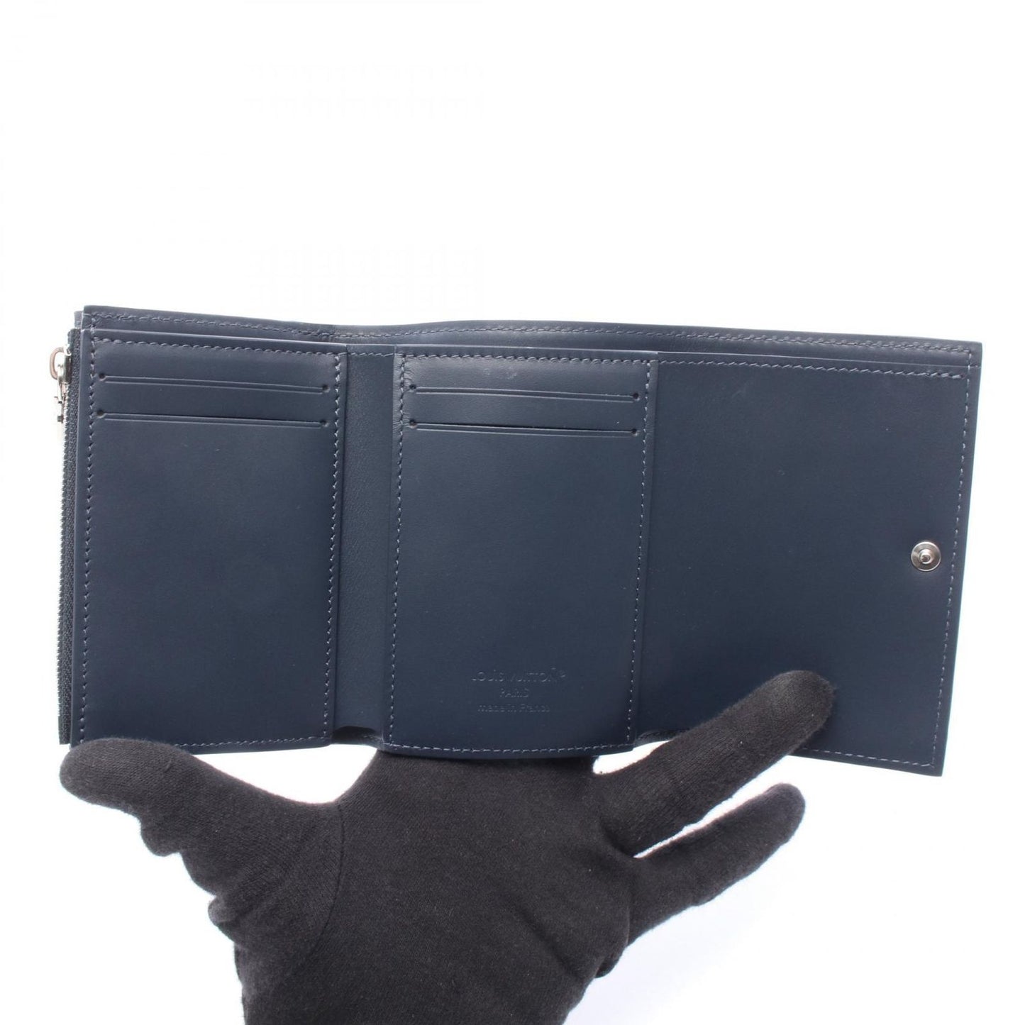 Louis Vuitton Trifold Wallet Victor Blue Navy Leather — view 3