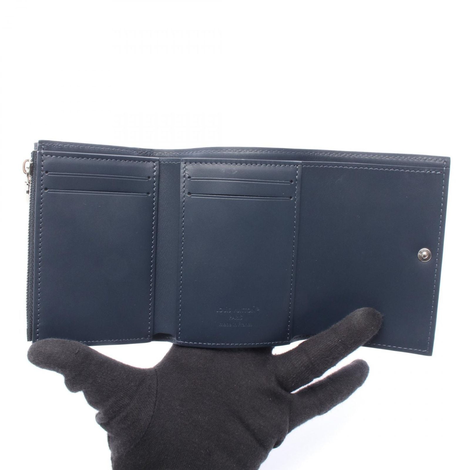 Louis Vuitton Trifold Wallet Victor Blue Navy Leather — view 3