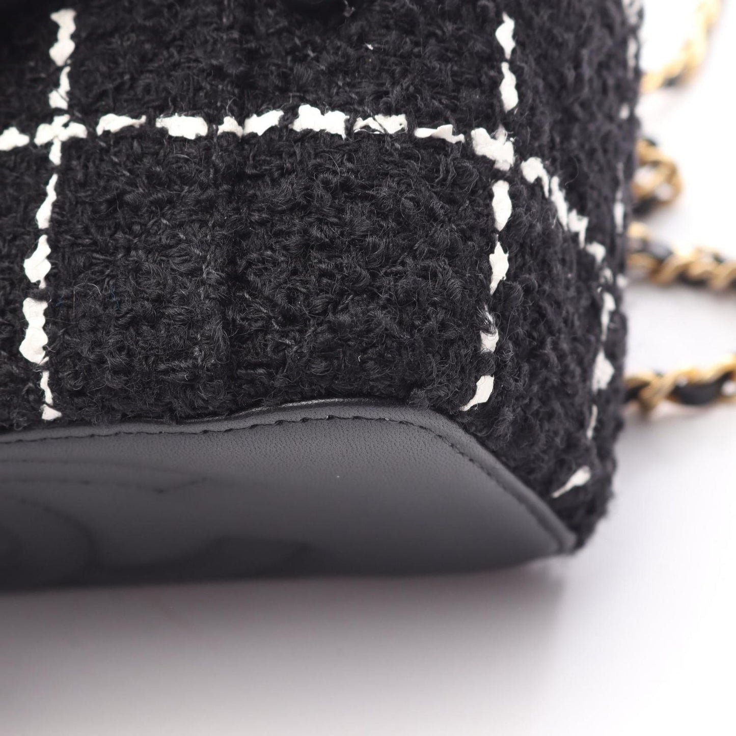 Chanel Shoulder Bag CC Logo Vanity Black Fabric Leather Quilted Chain — view 6
