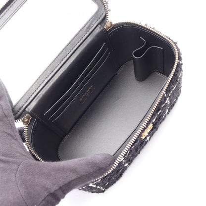 Chanel Shoulder Bag CC Logo Vanity Black Fabric Leather Quilted Chain — view 3