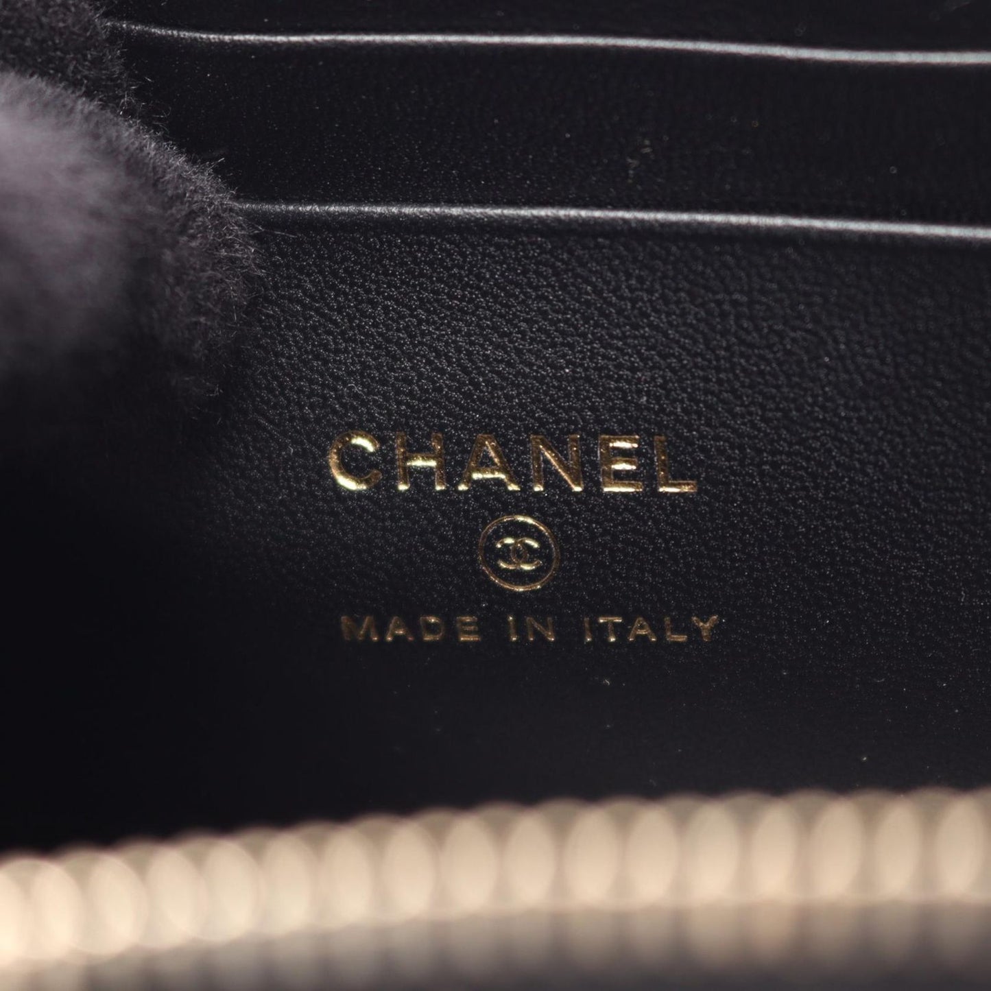 Chanel Shoulder Bag CC Logo Vanity Black Fabric Leather Quilted Chain — view 4