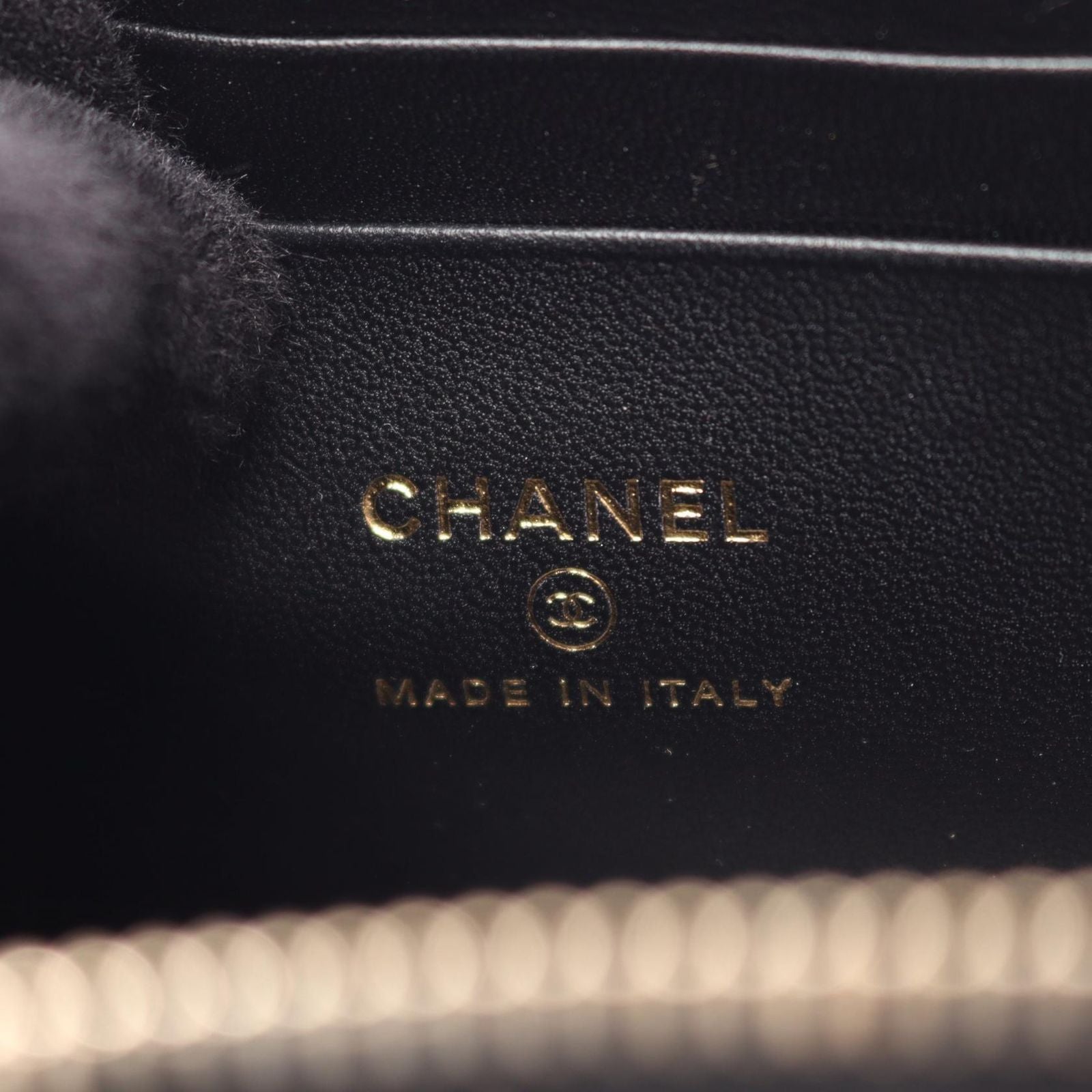 Chanel Shoulder Bag CC Logo Vanity Black Fabric Leather Quilted Chain — view 4