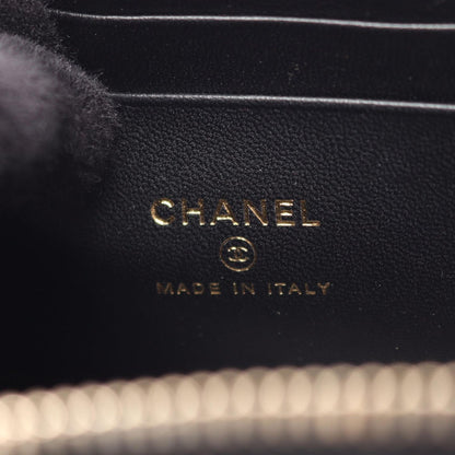 Chanel Shoulder Bag CC Logo Vanity Black Fabric Leather Quilted Chain — view 4