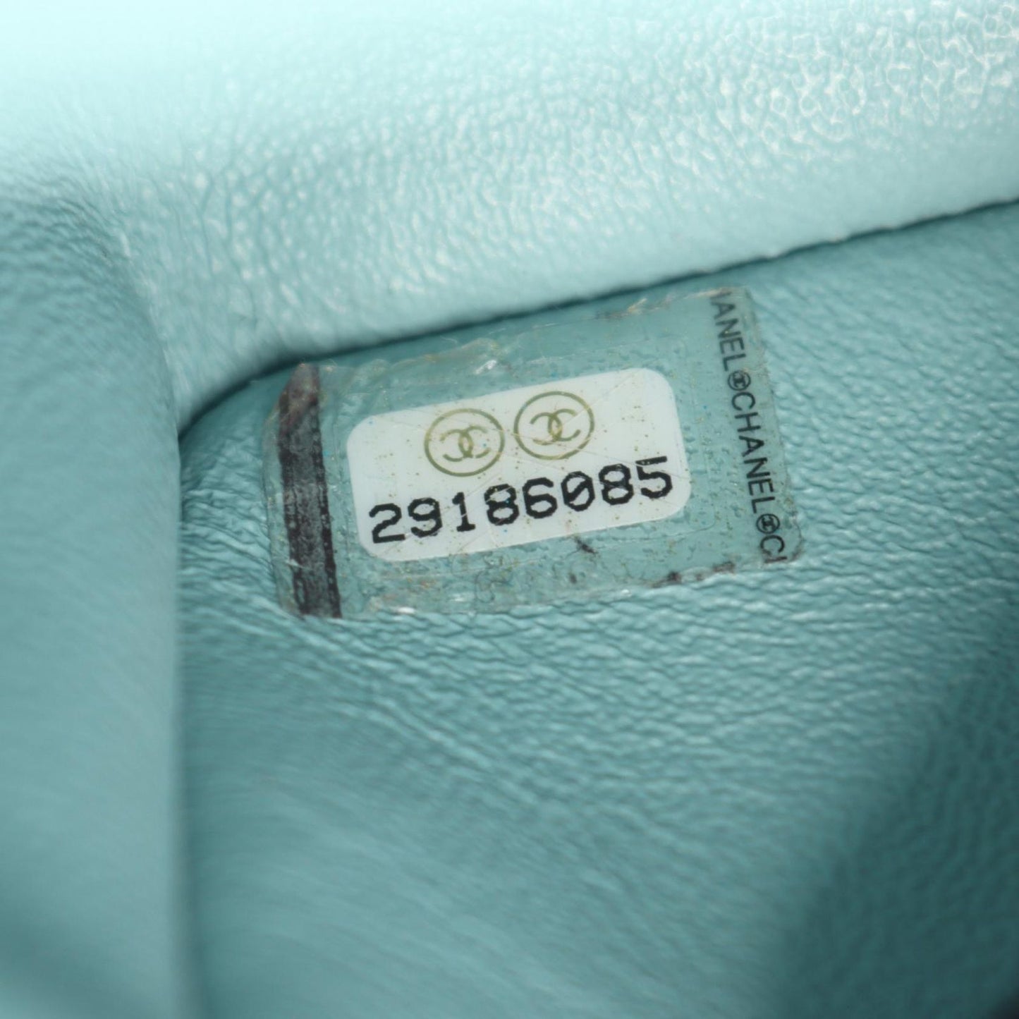 Chanel Shoulder Bag Mini Quilted 20 Mint Green Blue Fabric Chain — view 5