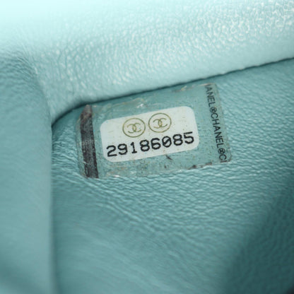 Chanel Shoulder Bag Mini Quilted 20 Mint Green Blue Fabric Chain — view 5