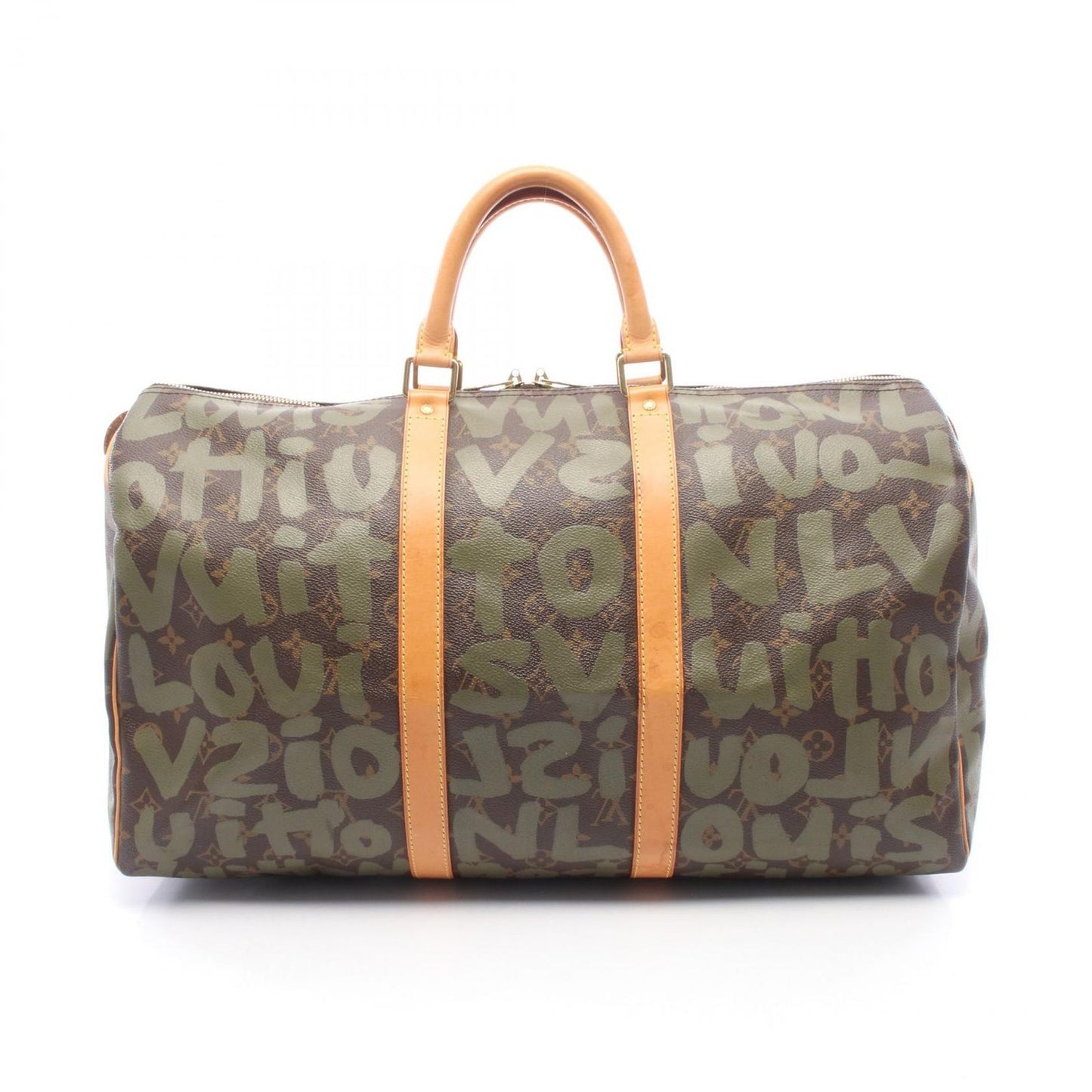 Louis Vuitton Boston Bag Keepall 50 Bag Khaki Canvas Leather