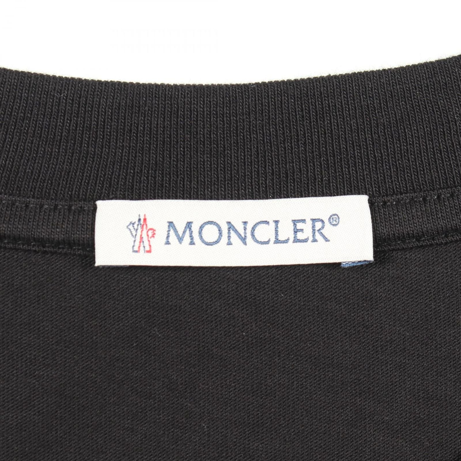 Moncler Short Sleeve T-Shirt SS Logo Embroidery Crew Neck Black Cotton — view 3