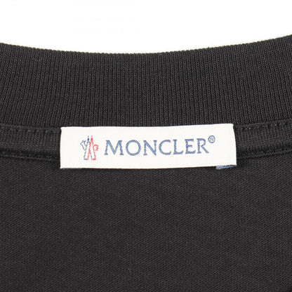 Moncler Short Sleeve T-Shirt SS Logo Embroidery Crew Neck Black Cotton — view 3
