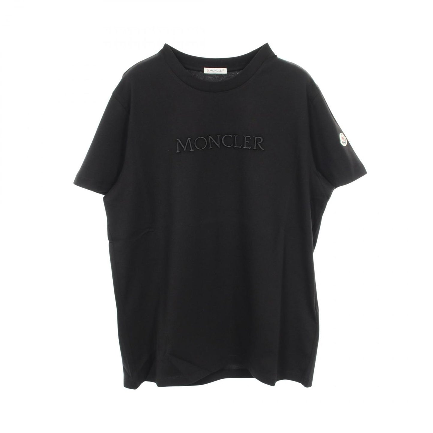 Moncler Short Sleeve T-Shirt SS Logo Embroidery Crew Neck Black Cotton