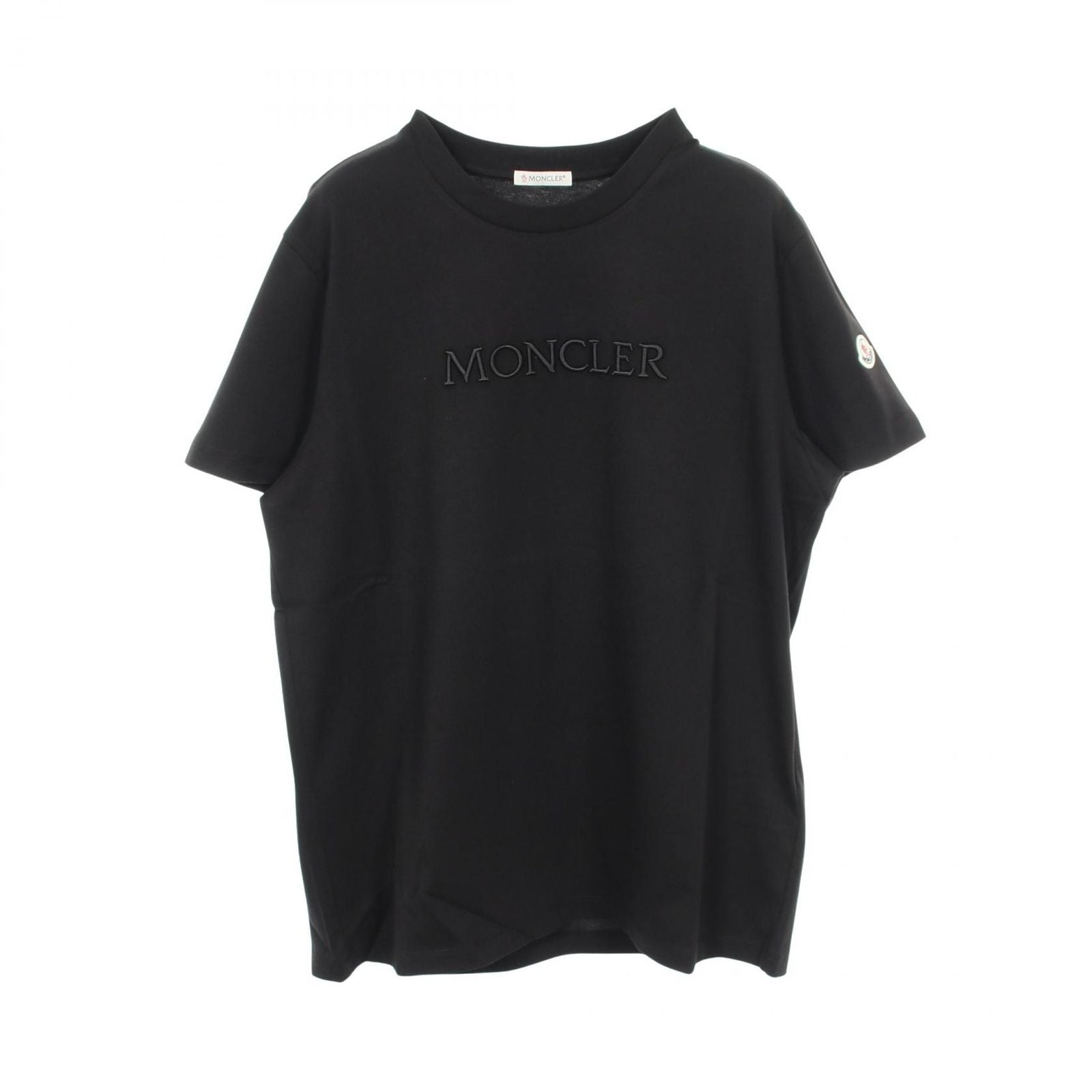 Moncler Short Sleeve T-Shirt SS Logo Embroidery Crew Neck Black Cotton