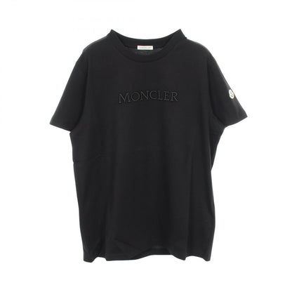 Moncler Short Sleeve T-Shirt SS Logo Embroidery Crew Neck Black Cotton