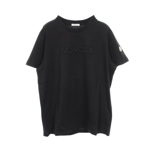 Moncler Short Sleeve T-Shirt SS Logo Embroidery Crew Neck Black Cotton