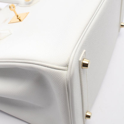Hermes Handbag Birkin 30 White Leather Calf — view 8