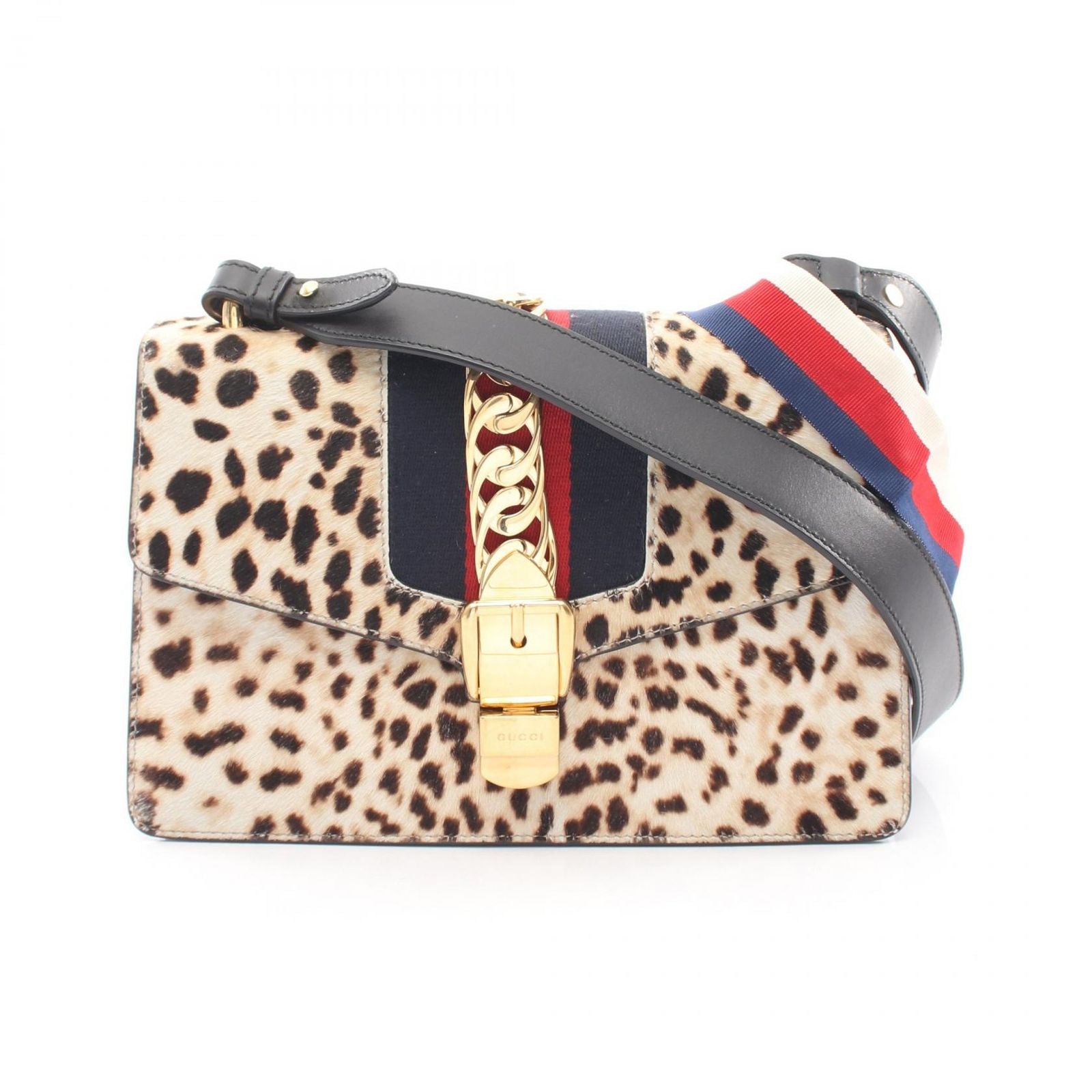 Gucci Shoulder Bag Sylvie Small Web Line 2-Way Beige Leather