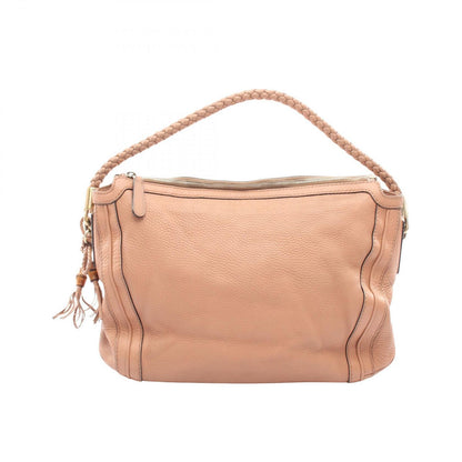 Gucci Shoulder Bag Pink Beige Leather Bamboo