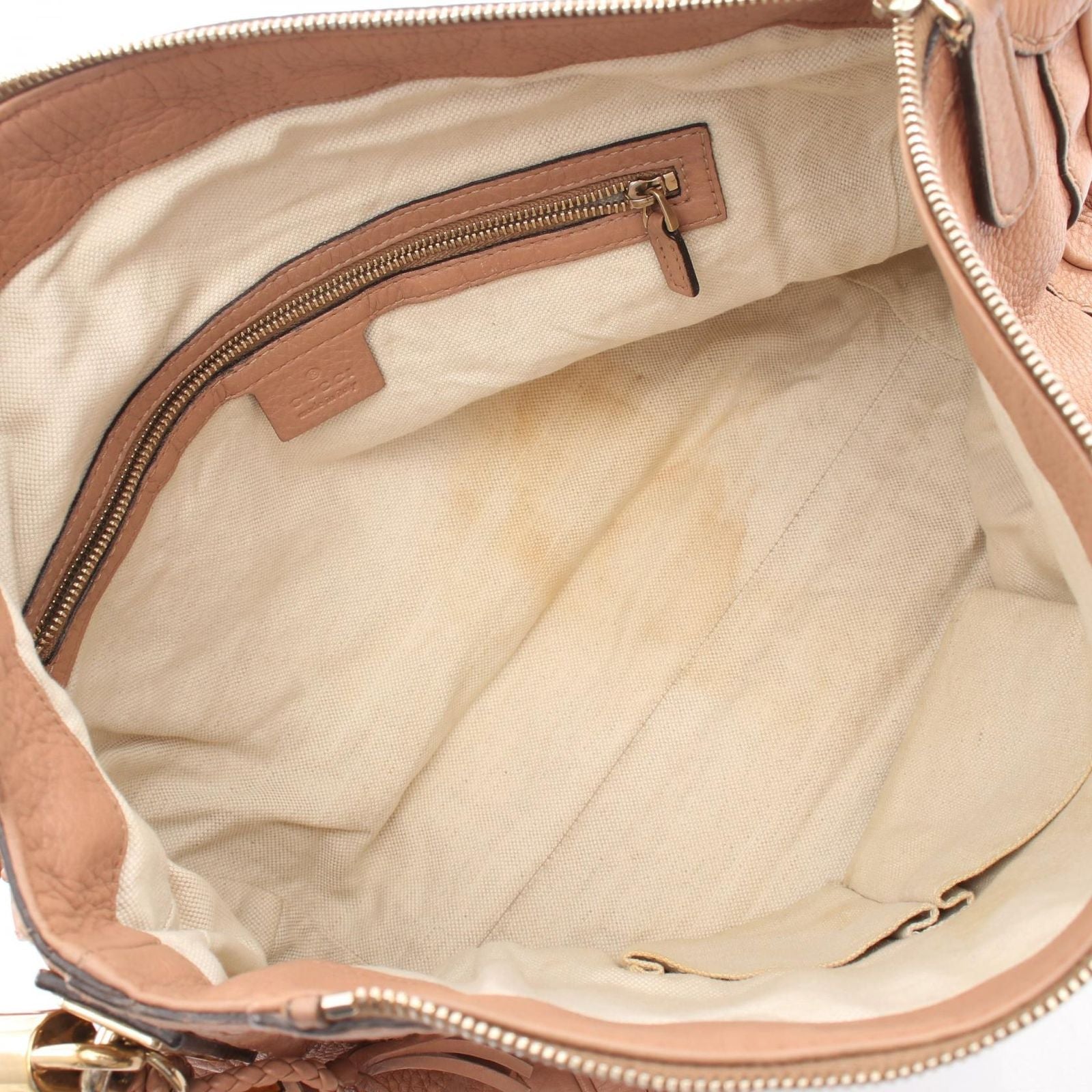 Gucci Shoulder Bag Pink Beige Leather Bamboo — view 3