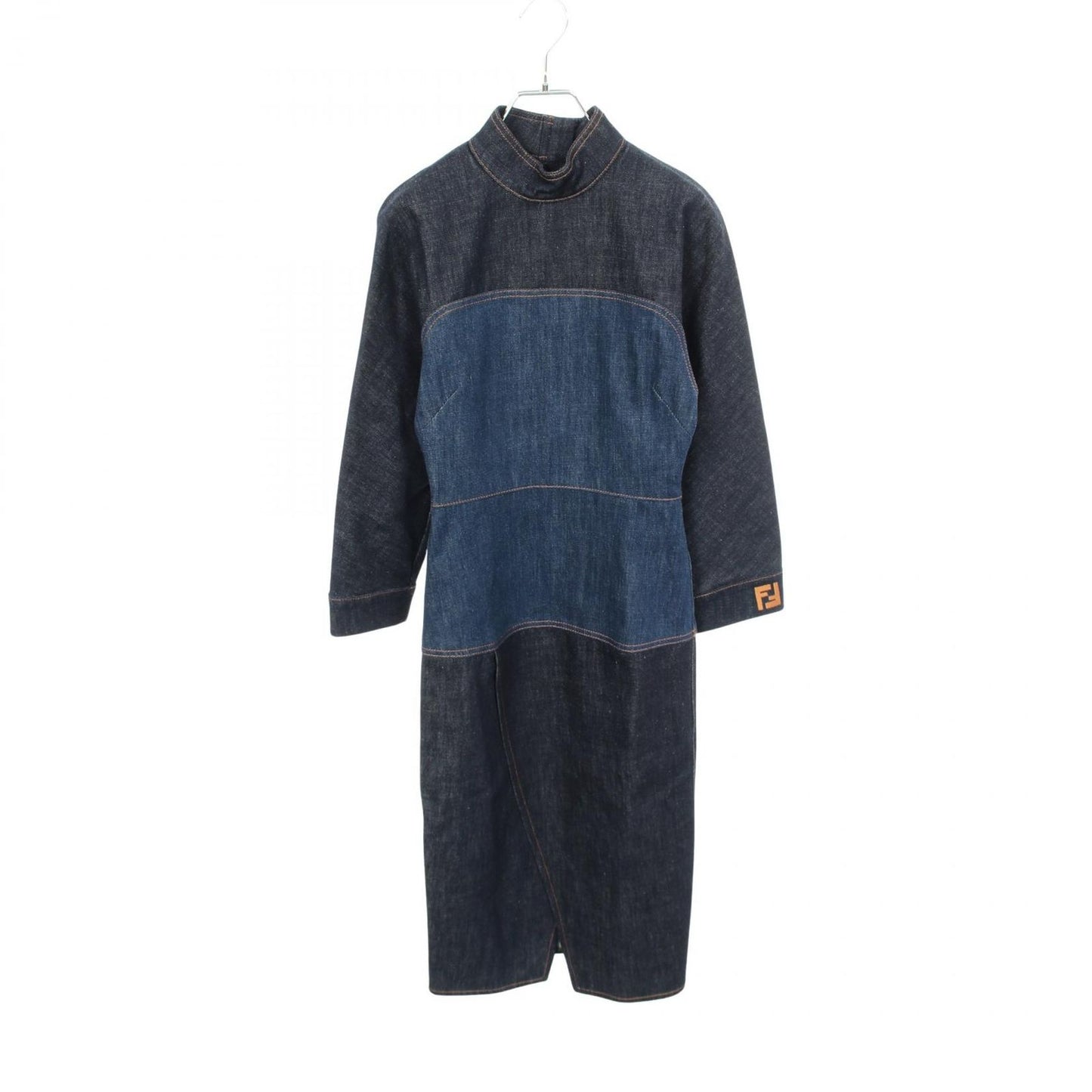 Fendi Dress Stand Color Long Sleeve Denim Cotton