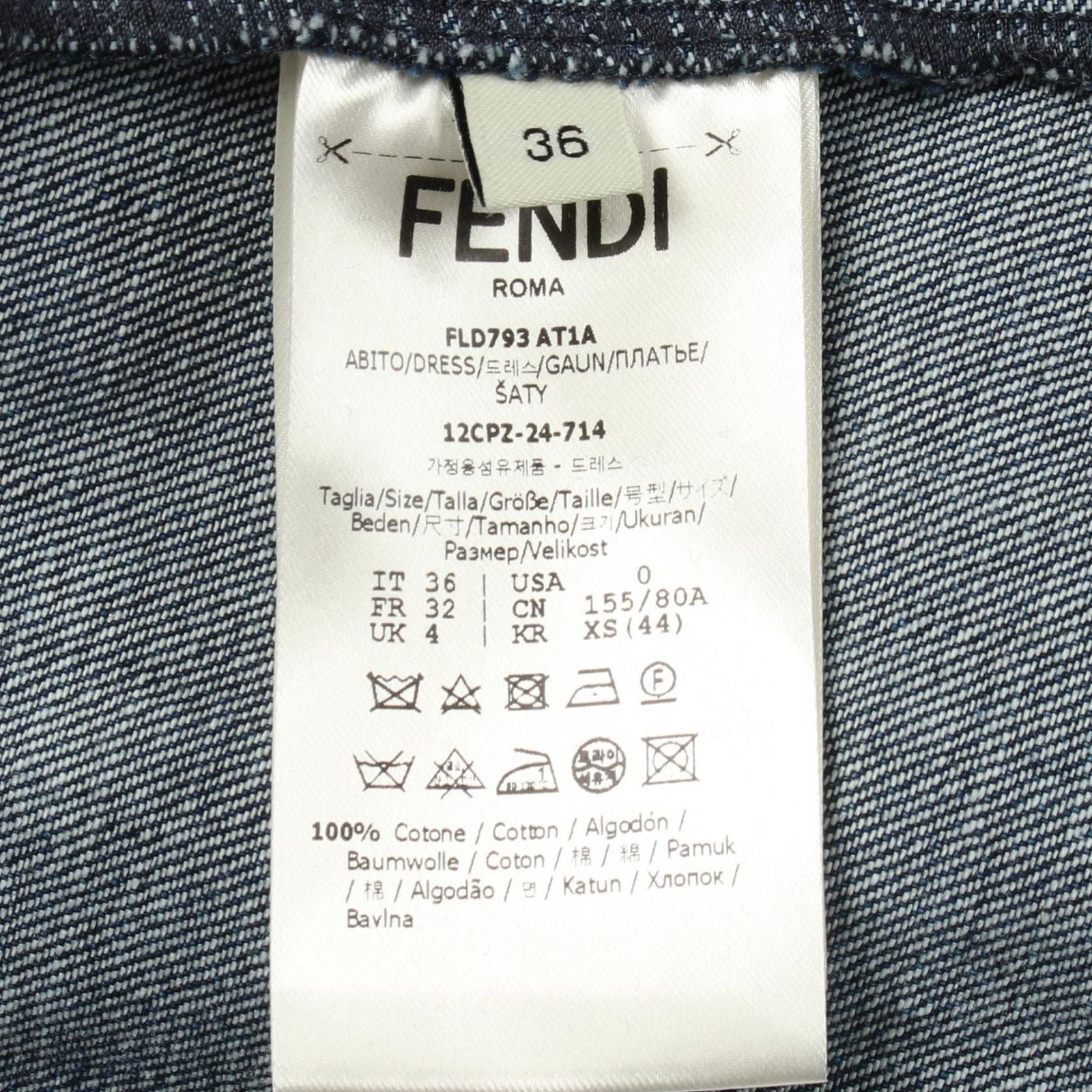 Fendi Dress Stand Color Long Sleeve Denim Cotton — view 4