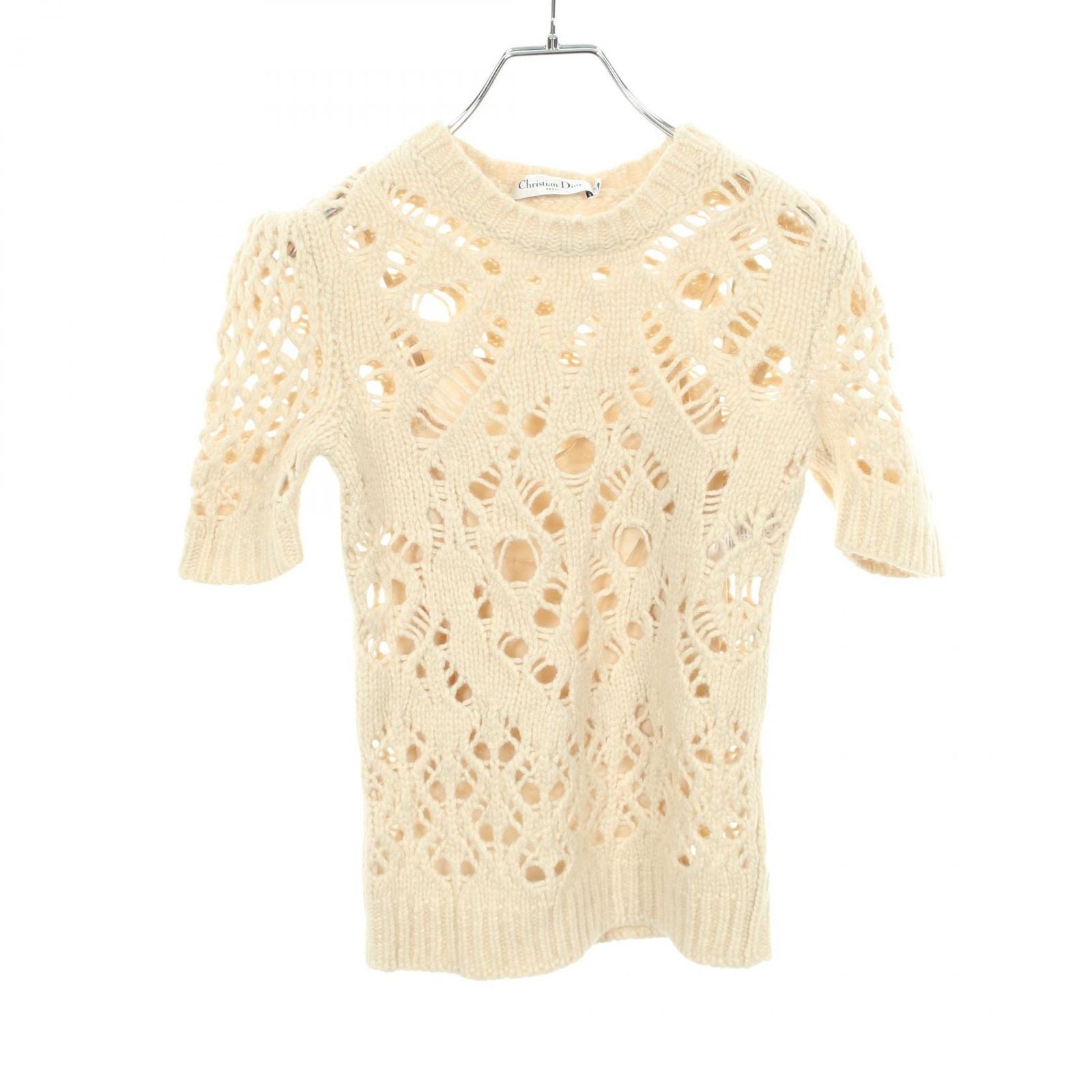 Dior Knit Crochet Short Sleeve Wool Cashmere Sweater