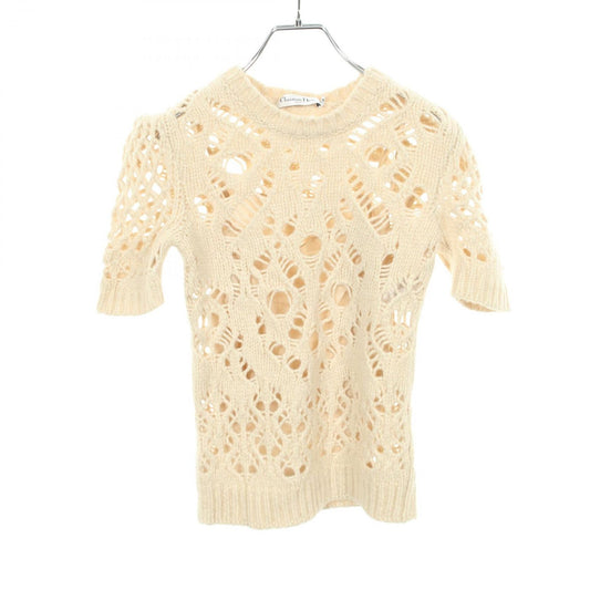Dior Knit Crochet Short Sleeve Wool Cashmere Sweater