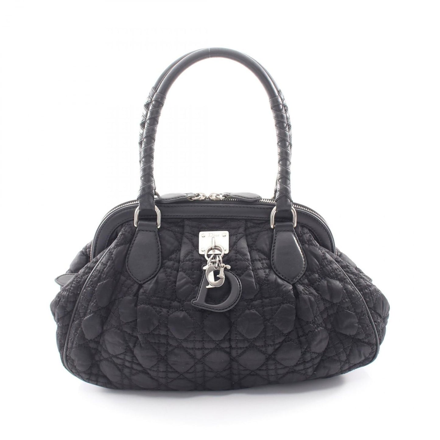 Dior Handbag Cannage Brea Black Nylon Leather
