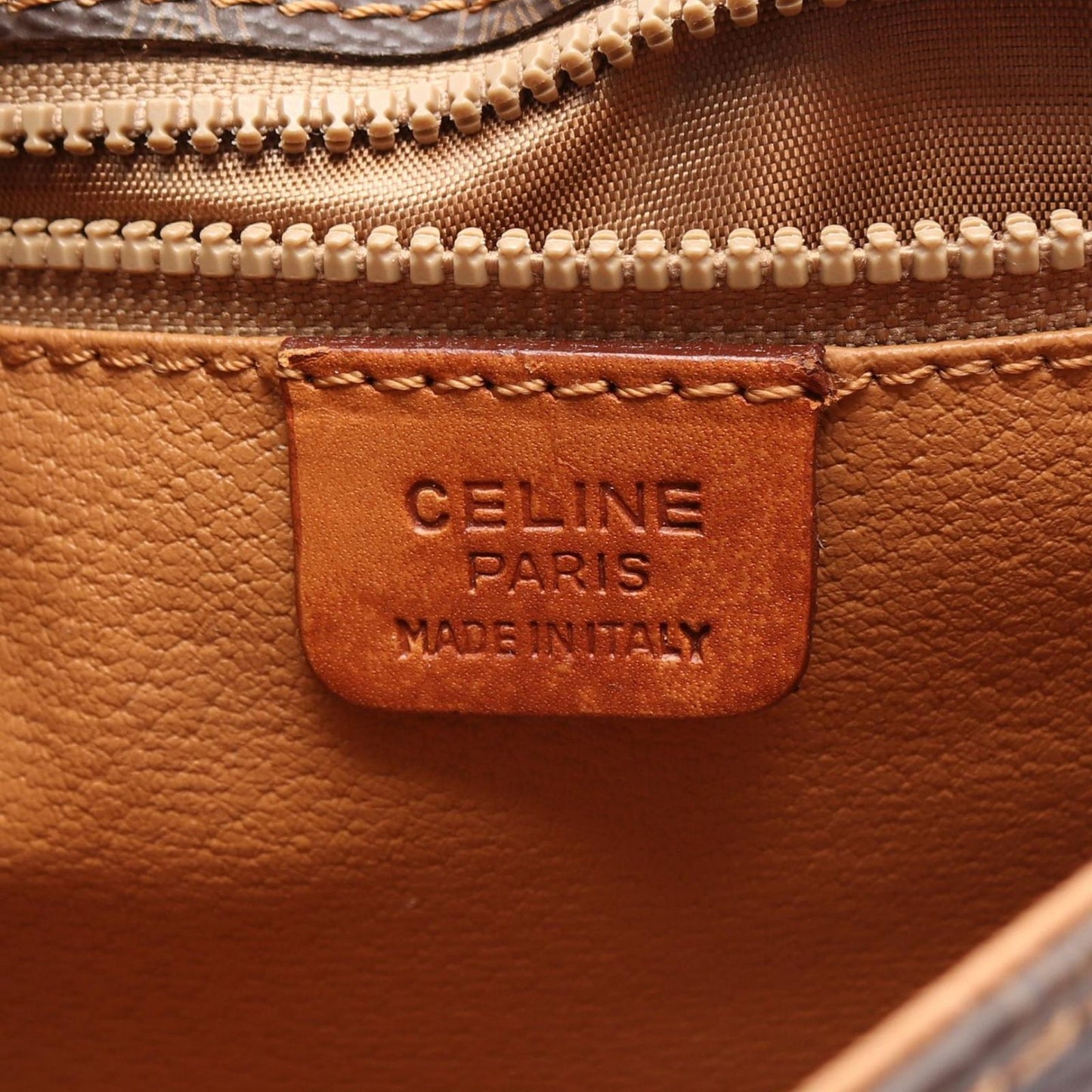 Celine Shoulder Bag Macadam Dark Brown Canvas Leather — view 4