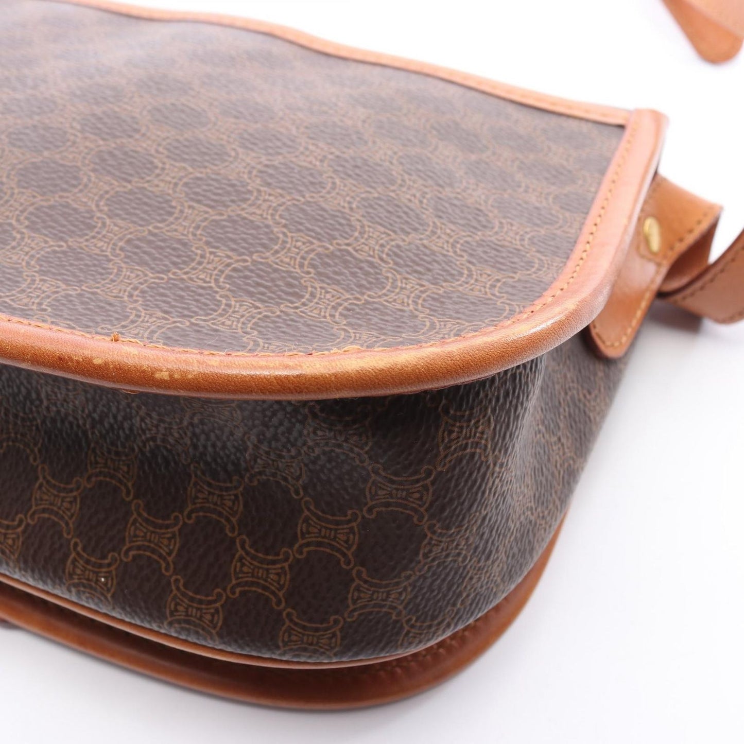 Celine Shoulder Bag Macadam Dark Brown Canvas Leather — view 5