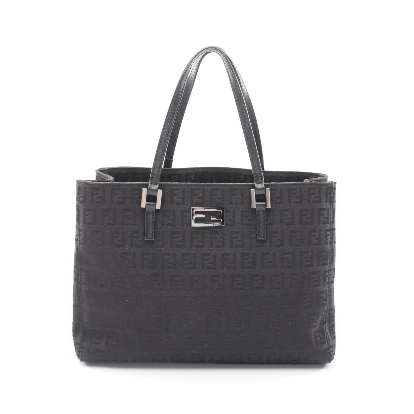 Fendi Tote Zucchino Black Canvas Leather