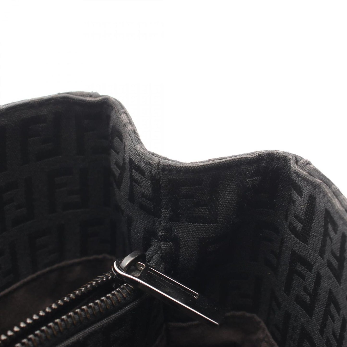 Fendi Tote Zucchino Black Canvas Leather — view 8