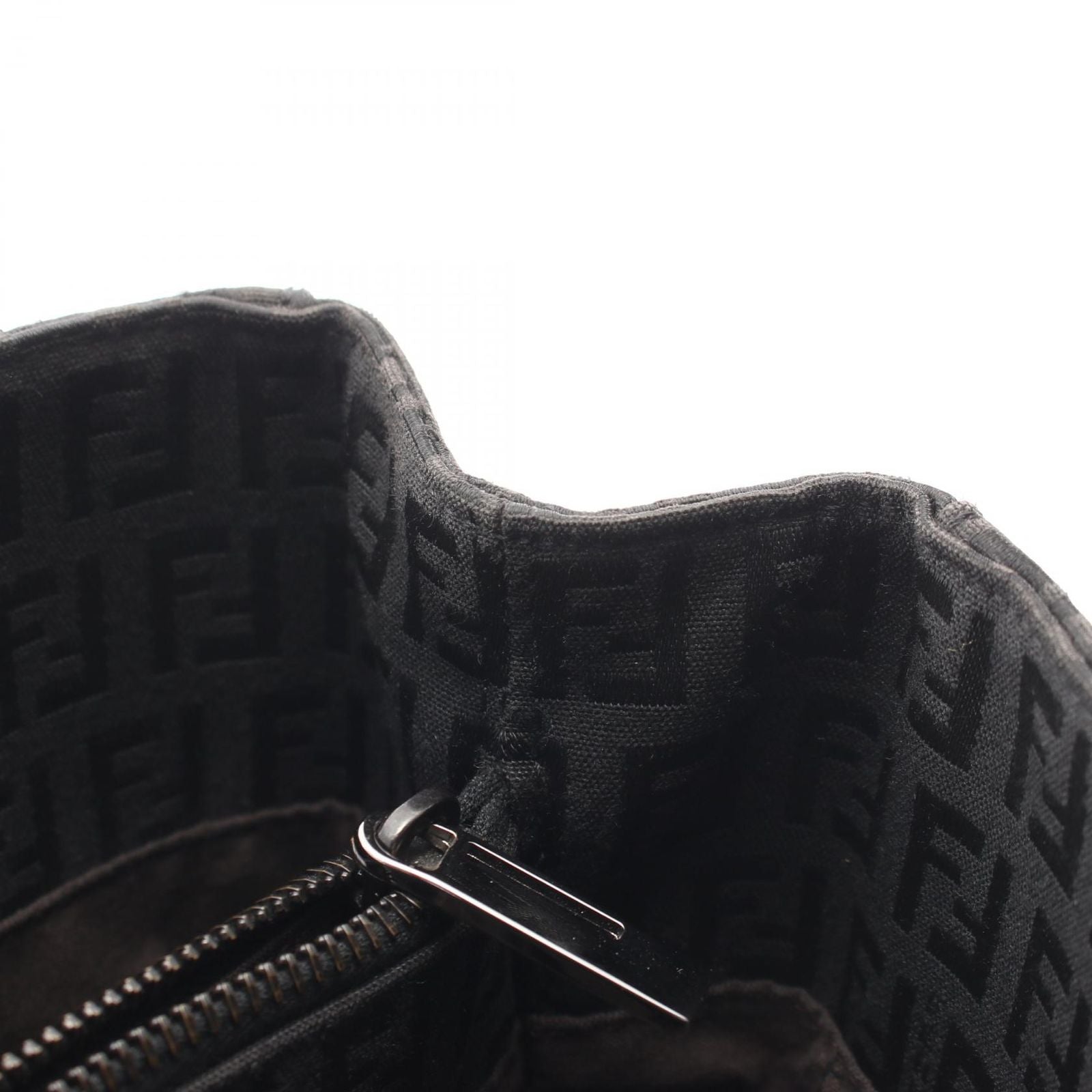 Fendi Tote Zucchino Black Canvas Leather — view 8
