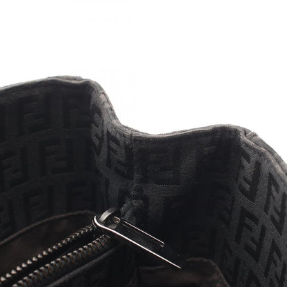 Fendi Tote Zucchino Black Canvas Leather — view 8