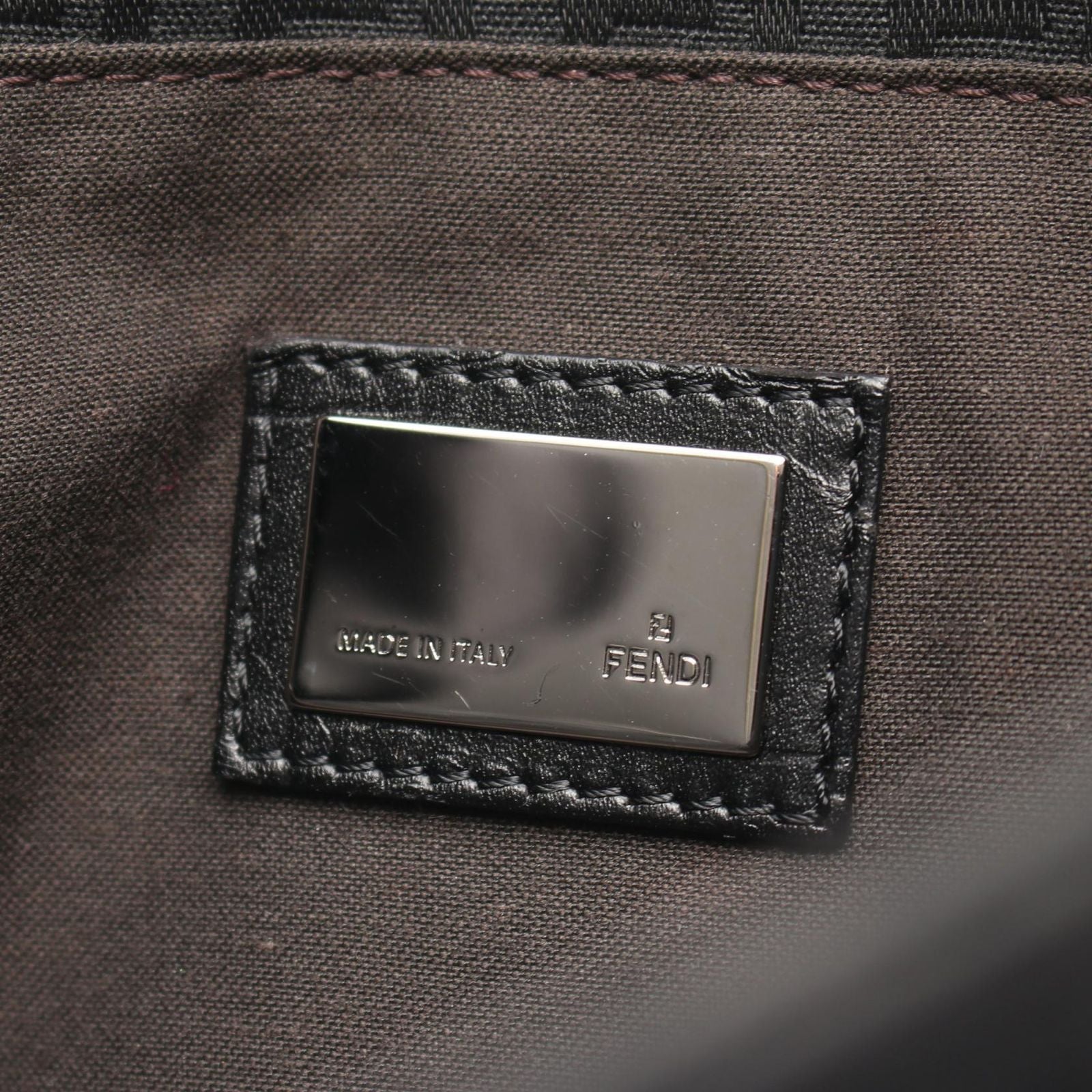 Fendi Tote Zucchino Black Canvas Leather — view 4