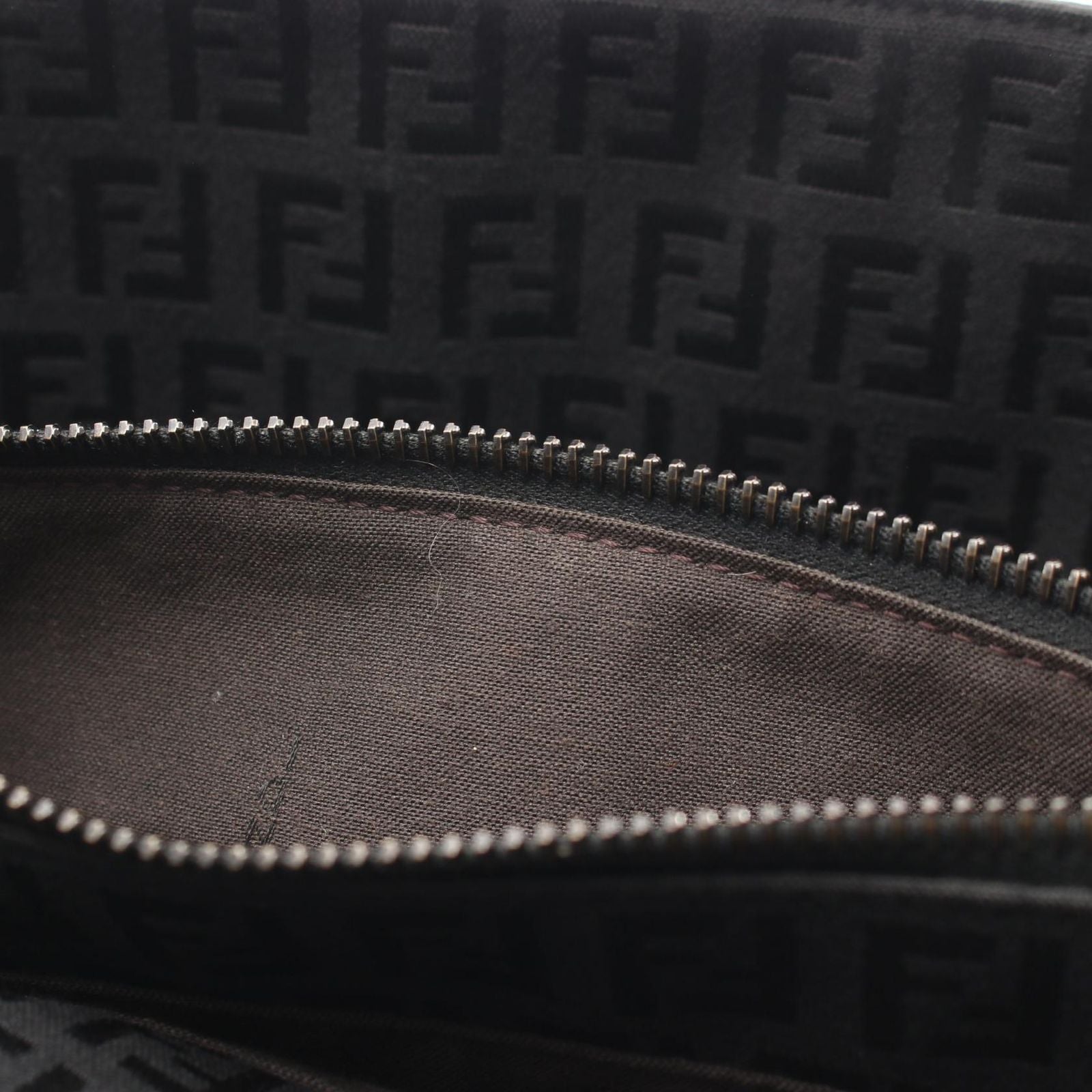 Fendi Tote Zucchino Black Canvas Leather — view 9