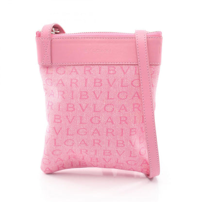 Bvlgari Shoulder Bag Logo Mania Pink Canvas Leather