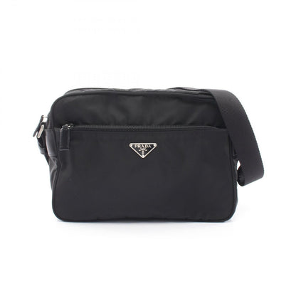 Prada Shoulder Bag Vela Sport Black Nylon Leather Triangle Logo